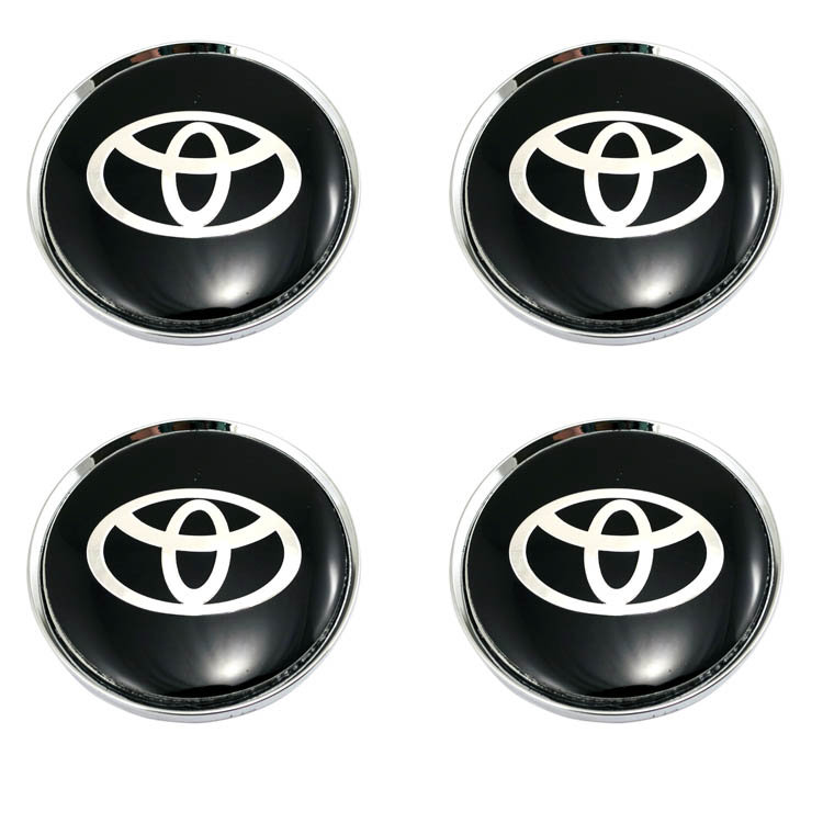 Колпачок в литой диск со стикером Toyota (63/58/8) серебристый + черный