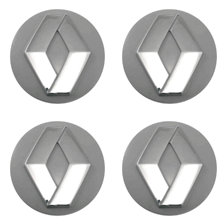 Стикеры на колпачки и колпаки Renault объемные 60 мм молочно-серый хром