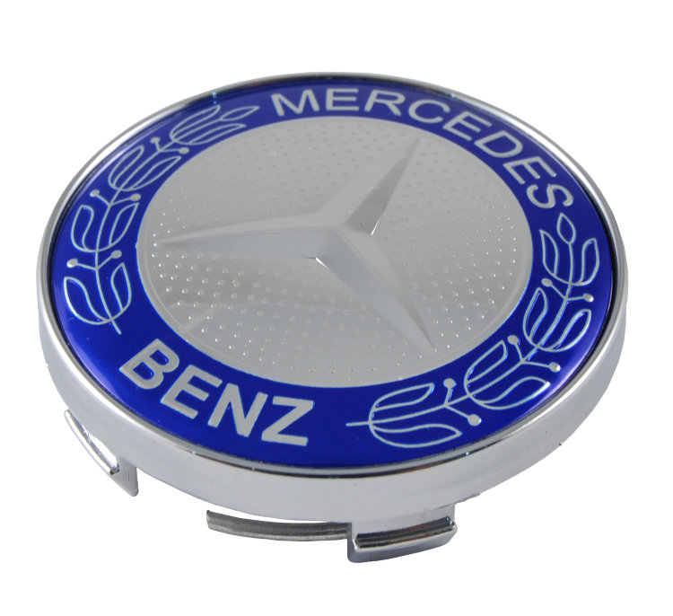Колпачок на диски Mercedes 60/56/9 синий-хром  