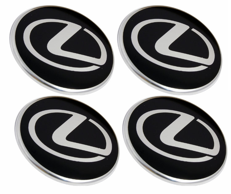 Наклейки на диски и колпаки Lexus с юбкой 60 мм черные  