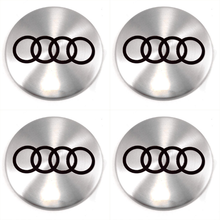 Наклейки на диски Audi с юбкой 60 мм серебристые