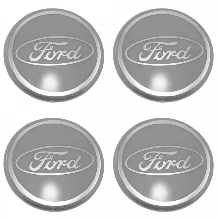 Стикеры на колпачки Ford 65 мм молочно-серый хром 