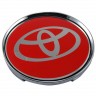 Колпачки на диски 62/56/8 хром со стикером Toyota хром и красный 