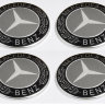 Наклейки на диски Mercedes-benz silver 74 мм черно-белые c юбкой  