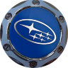 Колпачок на диски Subaru 64/56/9 синий-хром конус