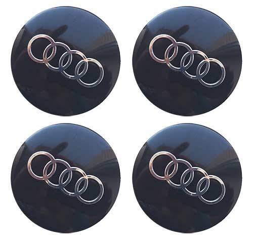 Наклейки на диски Audi 65 мм линза черные