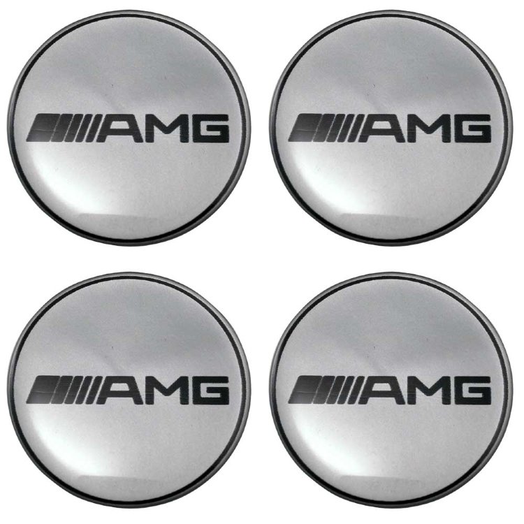 Стикеры силиконовые на заглушки литых дисков AMG 60 мм серые 