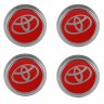 Колпачки на диски ВСМПО со стикером Toyota 74/70/9 хром и красный
