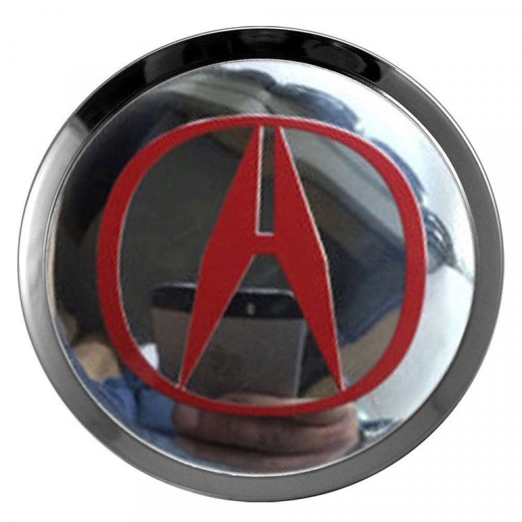 Заглушки для диска со стикером Acura (64/60/6) хром и красный