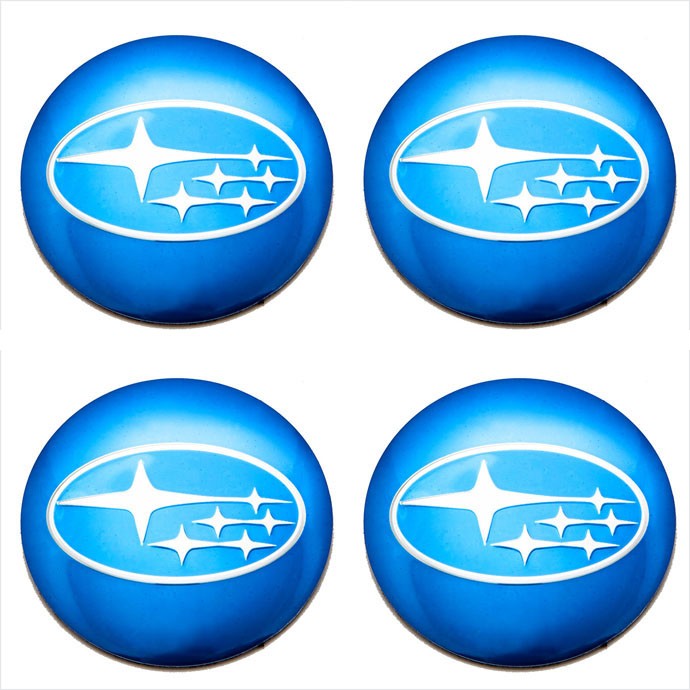 Наклейки на диски Subaru голубые сфера 56 мм 