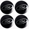 Наклейки на диски Ford черные с хромированным логотипом сфера 65 мм 