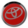 Заглушки для диска со стикером Toyota (64/60/6) хром и красный