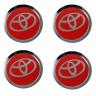 Заглушки для диска со стикером Toyota (64/60/6) хром и красный