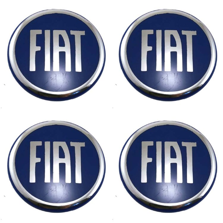 Стикеры на колпаки колес Fiat 54 мм синий+хром