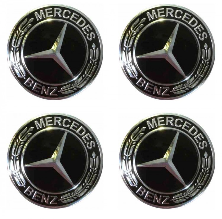 Наклейки на диски Mercedes сфера 60 мм black new