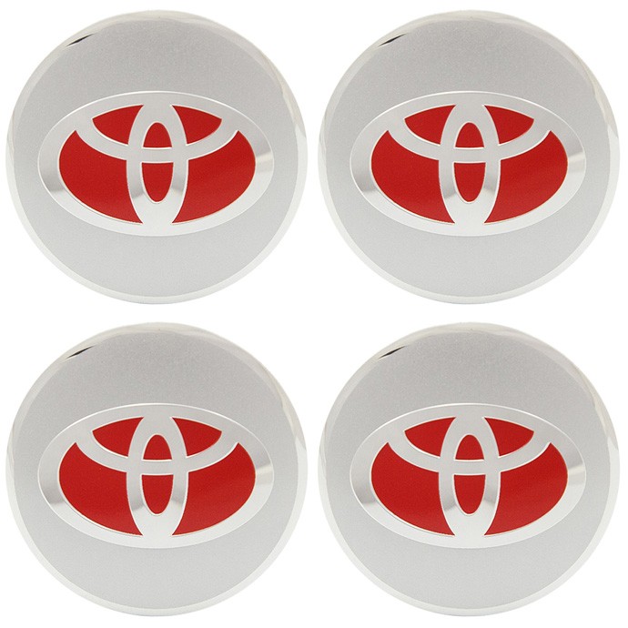 Наклейки на диски Toyota красный хром сфера 56 мм 