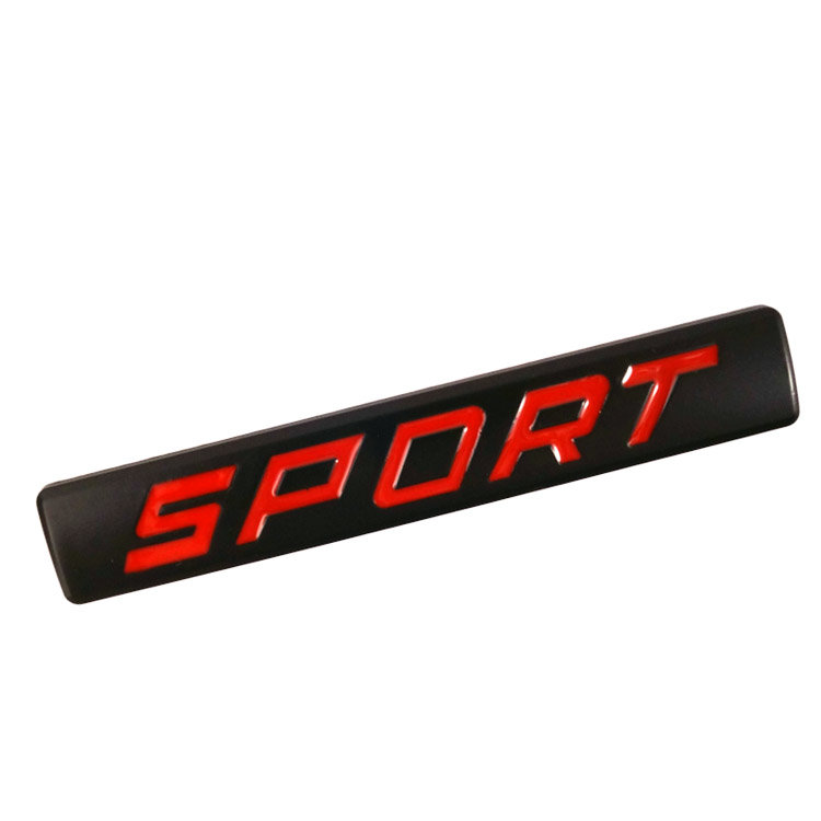 Металлическая эмблема Sport 93*13 мм красный+черный 