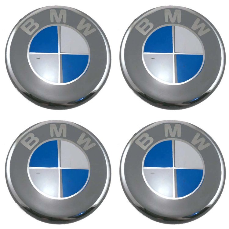 Наклейки на диски BMW сфера 54 мм серый+синий+хром