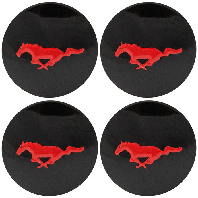 Наклейки на диски Mustang красный  сфера 56 мм