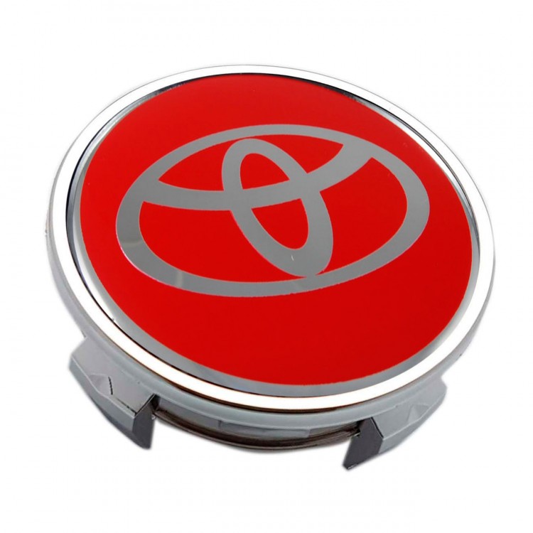 Колпачок на диск Toyota 62/56/20 красный и хром