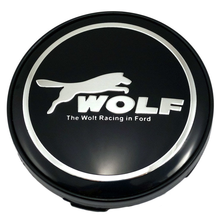 Колпачки для дисков с хромированным лого Wolf 60/56/9 black 