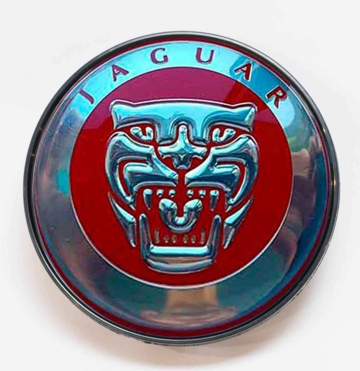 Заглушка литого диска Jaguar 68/65/12 красный с хромом