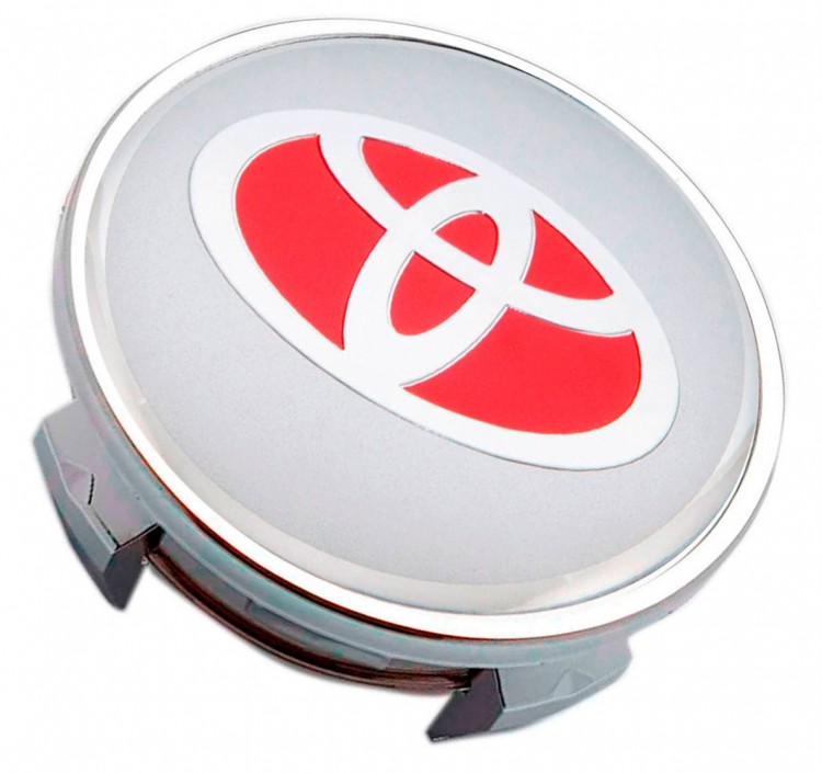 Заглушка диска Toyota 62/56/20 серебристый и красный