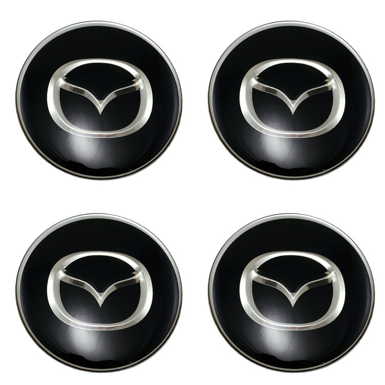 Наклейки на диски Mazda 65 мм линза черный+хром 